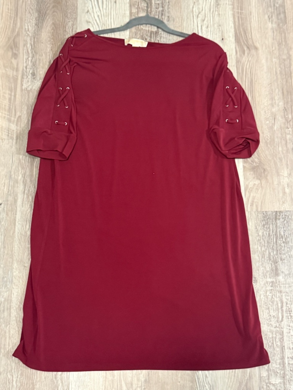 Michael Kors Burgundy Sheath Dress Size L Lace Up Shoulder Work Office Cocktail